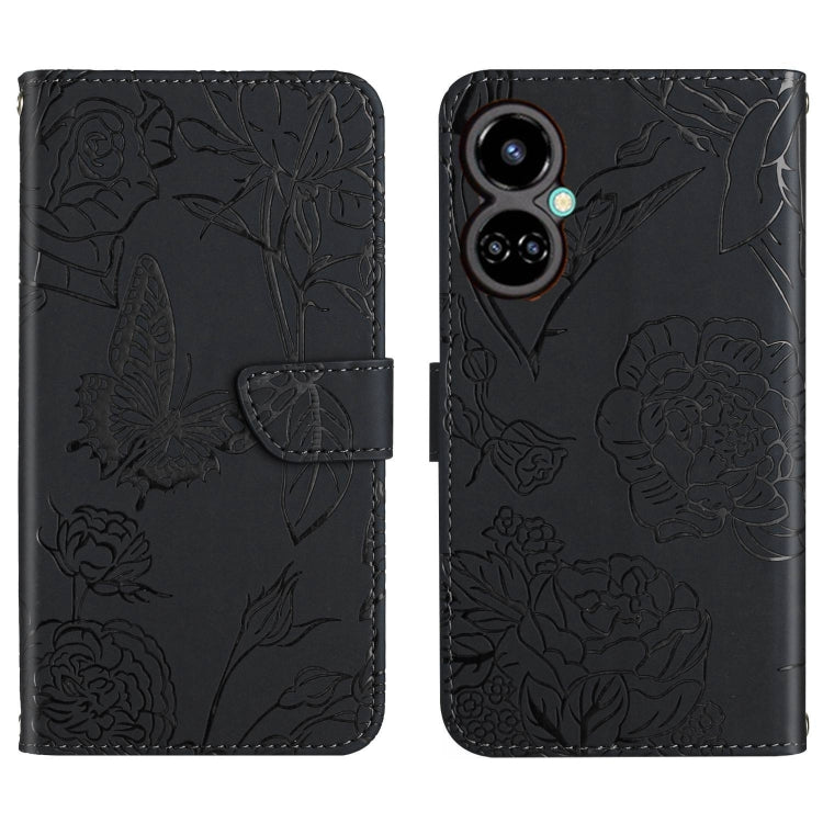 HT03 Skin Feel Butterfly Embossed Flip Leather Phone Case, For Tecno Camon 17 Pro, For Tecno Camon 17P, For Tecno Camon 18i, For Tecno Camon 18 P, For Tecno Camon 19 4G, For Tecno Camon 19 Pro 4G, For Tecno Pova 2, For Tecno Spark 8                    ...