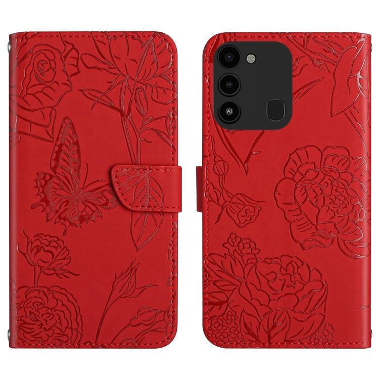 HT03 Skin Feel Butterfly Embossed Flip Leather Phone Case, For Tecno Camon 17 Pro, For Tecno Camon 17P, For Tecno Camon 18i, For Tecno Camon 18 P, For Tecno Camon 19 4G, For Tecno Camon 19 Pro 4G, For Tecno Pova 2, For Tecno Spark 8                    ...