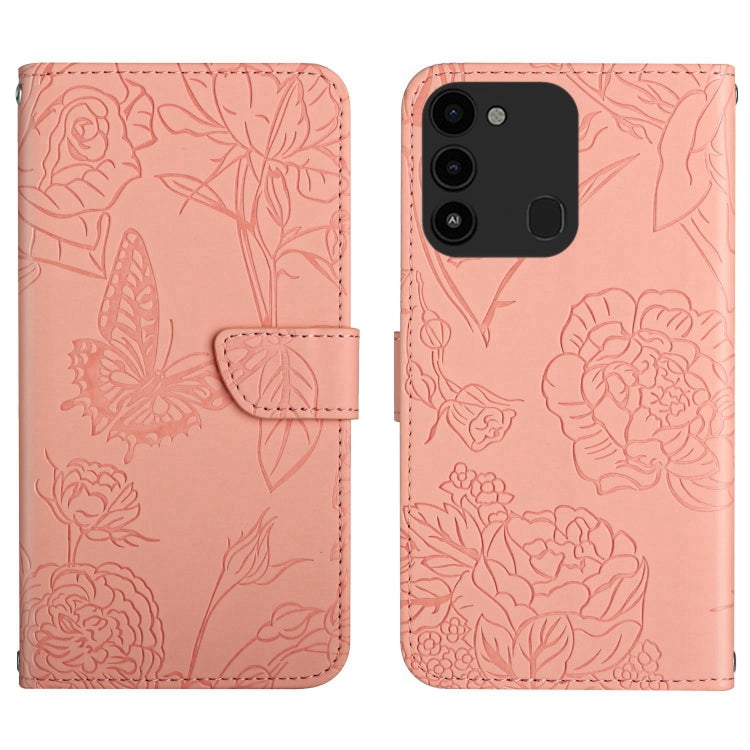 HT03 Skin Feel Butterfly Embossed Flip Leather Phone Case, For Tecno Camon 17 Pro, For Tecno Camon 17P, For Tecno Camon 18i, For Tecno Camon 18 P, For Tecno Camon 19 4G, For Tecno Camon 19 Pro 4G, For Tecno Pova 2, For Tecno Spark 8                    ...