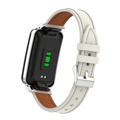 Microfiber Leather Metal Frame Watch Band, For Xiaomi Mi Band 7 Pro