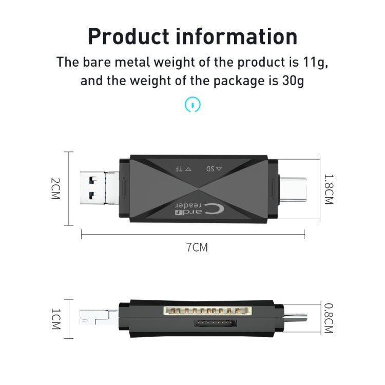 Lecteur de carte multifonction ADS-218 8 broches+USB+Type-C