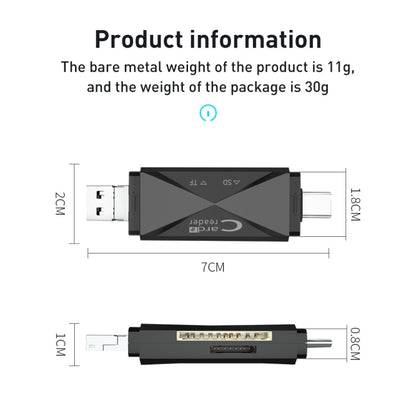 Lecteur de carte multifonction ADS-218 8 broches+USB+Type-C