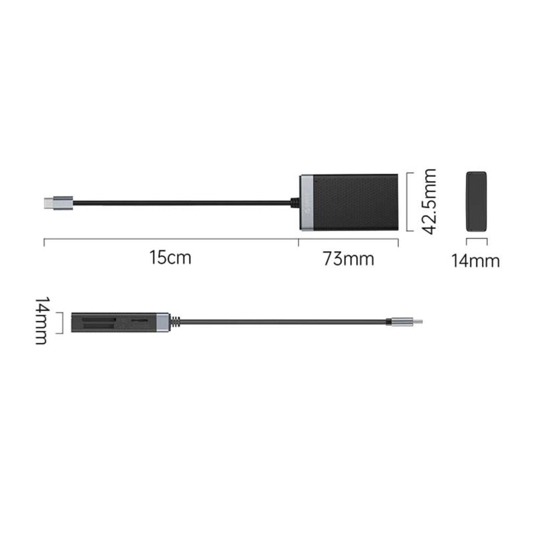 Lecteur de carte multifonction USB-C 4-en-1 simultané ORICO CL4T-C3, CL4T-C3