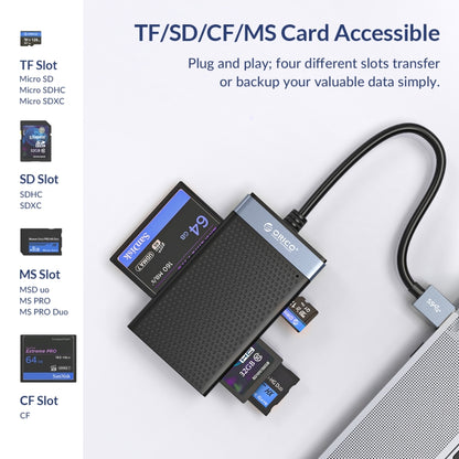Lecteur de carte multifonction USB-C 4-en-1 simultané ORICO CL4T-C3, CL4T-C3