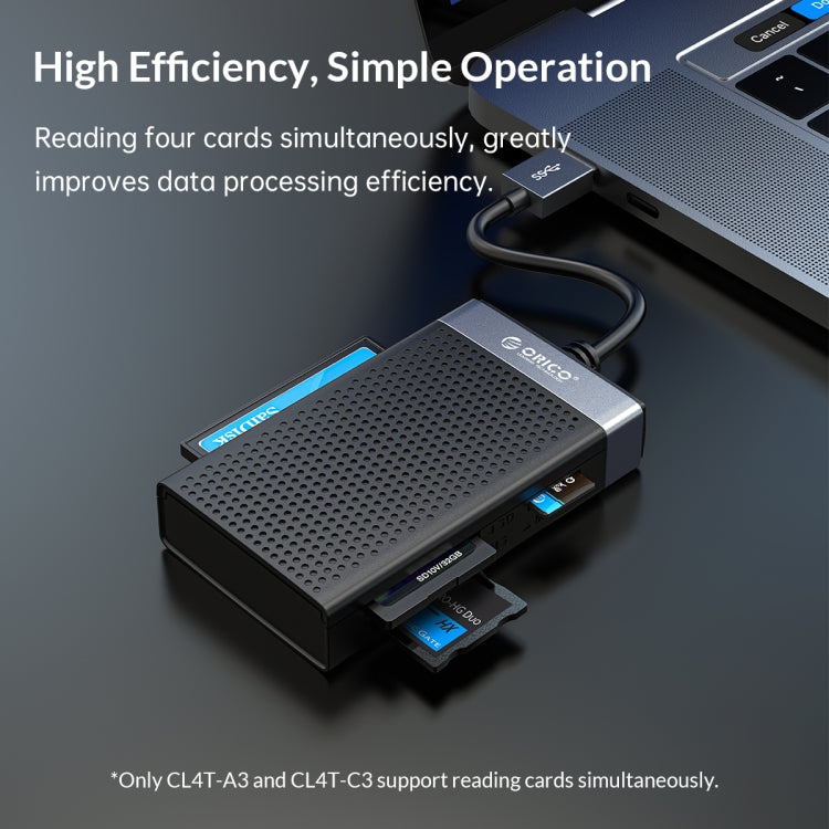 Lecteur de carte multifonction USB-C 4-en-1 simultané ORICO CL4T-C3, CL4T-C3