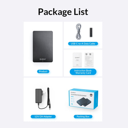 ORICO HM25U3 2.5 inch USB3.0 Micro-B Hard Drive Enclosure, EU Plug, US Plug, UK Plug, AU Plug