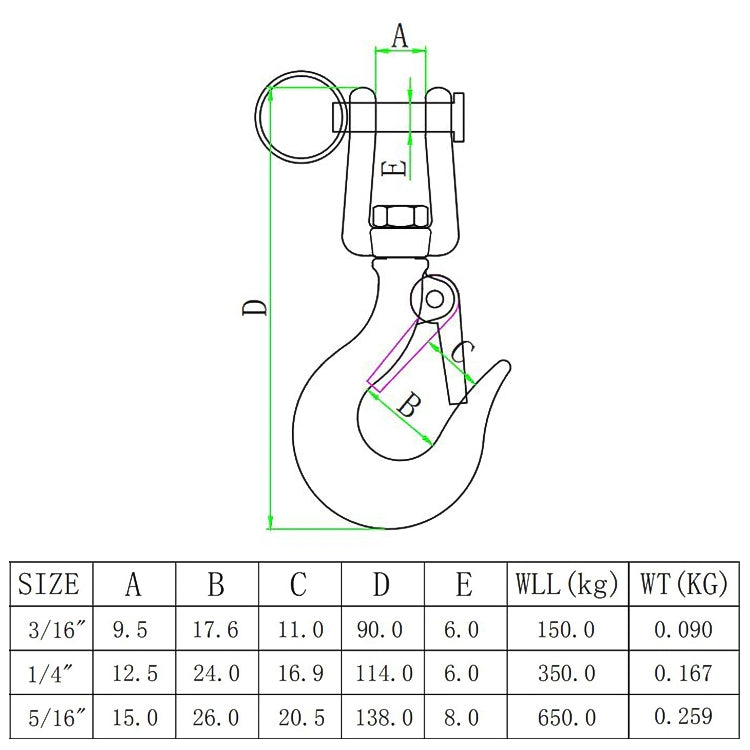 304 Stainless Steel Rotatable Fork Hoist Chain Lifting Cargo Hook, 150kg Load Bearing, 350kg Load Bearing, 650kg Load Bearing