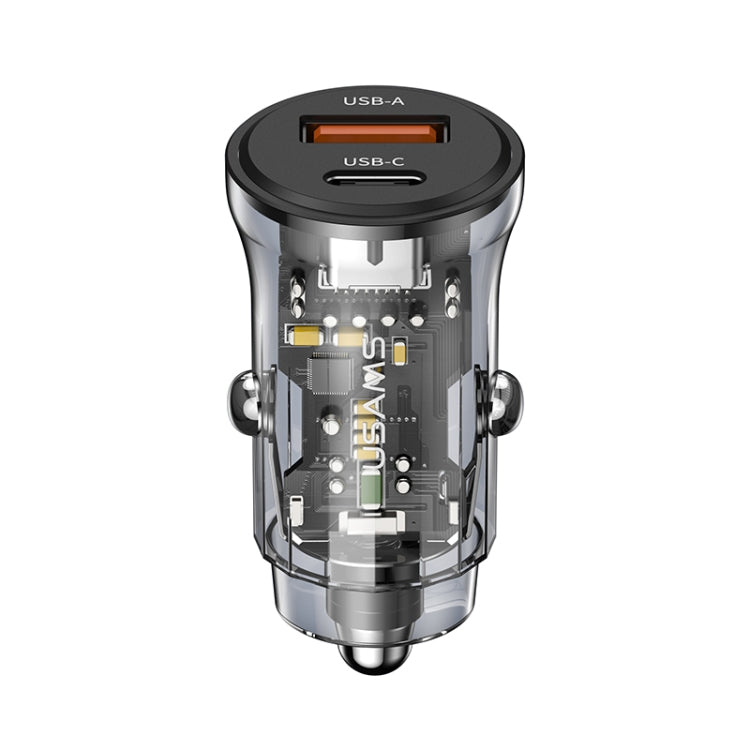 Chargeur de voiture mini transparent double port 30W USAMS US-CC164 C32, C32