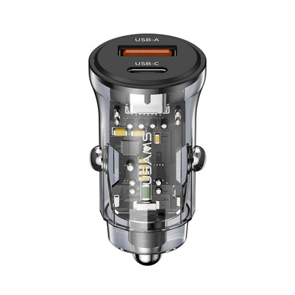 Chargeur de voiture mini transparent double port 30W USAMS US-CC164 C32, C32