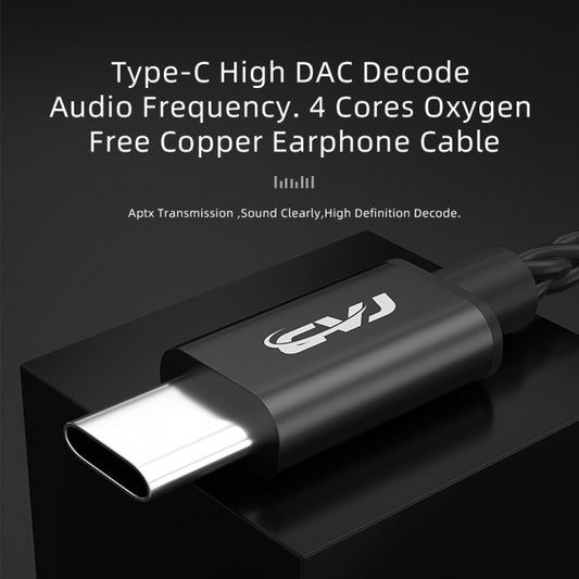CVJ V6.TC 1.25m Type-C Digital Decoding Oxygen-free Copper Earphone Cable, 0.75mm, 0.78mm