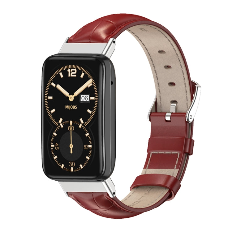 Mijobs Genuine Leather Top Layer Cowhide Watch Band, For Xiaomi Mi Band 7 Pro