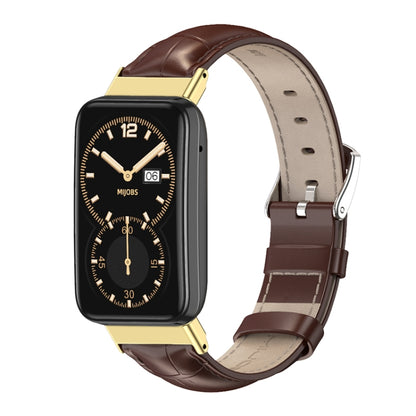 Mijobs Genuine Leather Top Layer Cowhide Watch Band, For Xiaomi Mi Band 7 Pro