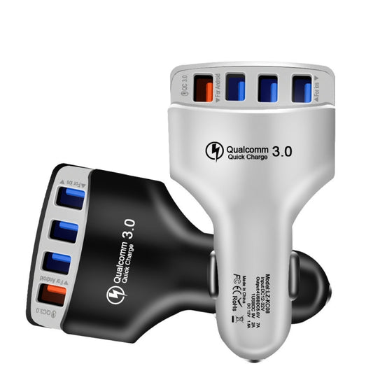 KC08 Allume-cigare 4 en 1, Adaptateur de charge rapide USB multifonction pour voiture, KC08 (Blanc)