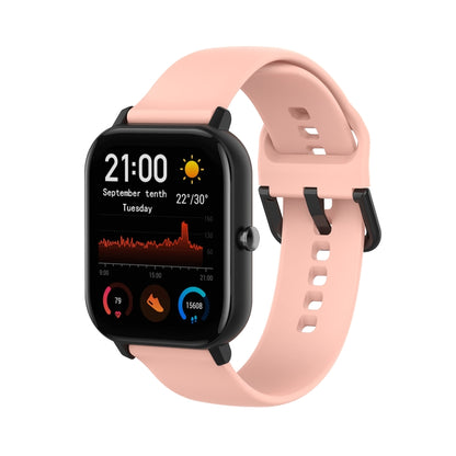 For Amazfit GTS4 Mini Solid Color Soft Silicone Watch Band, S Size, Large Size