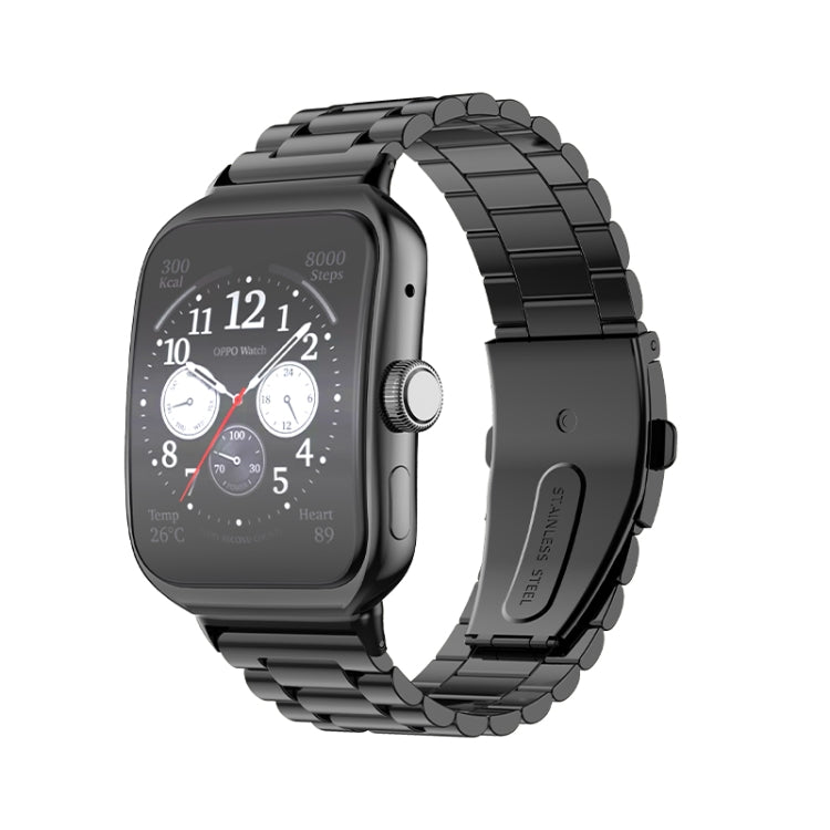 Three-bead Flat Buckle Stainless Steel Watch Band, For OPPO Watch 3 Pro, For OPPO Watch 3