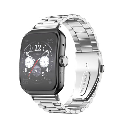 Three-bead Flat Buckle Stainless Steel Watch Band, For OPPO Watch 3 Pro, For OPPO Watch 3