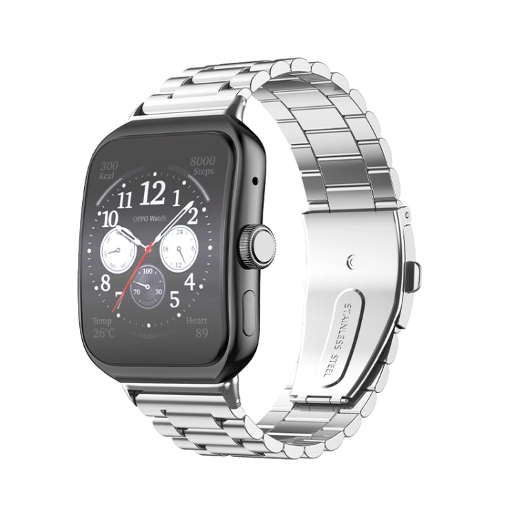 Three-bead Flat Buckle Stainless Steel Watch Band, For OPPO Watch 3 Pro, For OPPO Watch 3