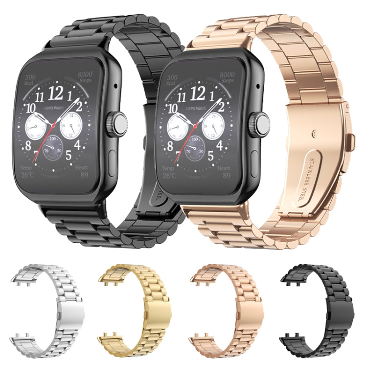 Three-bead Flat Buckle Stainless Steel Watch Band, For OPPO Watch 3 Pro, For OPPO Watch 3