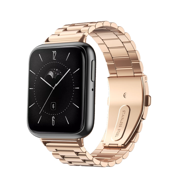 Three-bead Flat Buckle Stainless Steel Watch Band, For OPPO Watch 3 Pro, For OPPO Watch 3