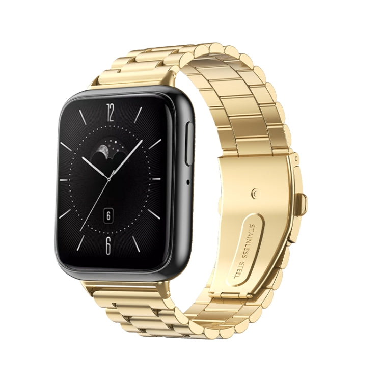 Three-bead Flat Buckle Stainless Steel Watch Band, For OPPO Watch 3 Pro, For OPPO Watch 3