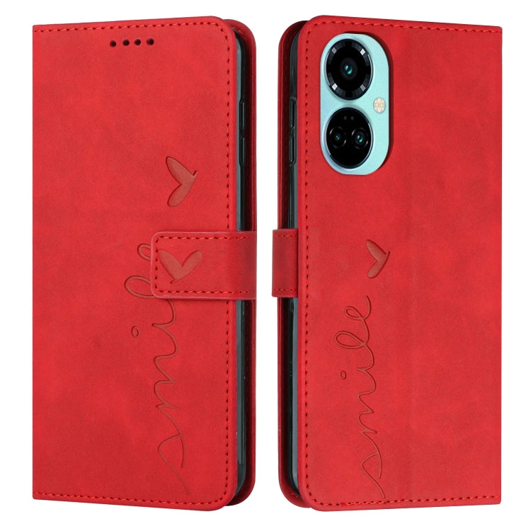 Skin Feel Heart Pattern Leather Phone Case, For Tecno Camon 19, For Tecno Camon 19 Neo, For Tecno Camon 19 Pro 5G, For Tecno Spark 9 Pro, For Tecno Spark 9T, For Tecno Pova 3