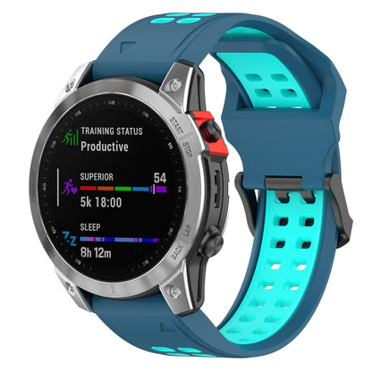 Two-color Silicone Watch Band, For Garmin Fenix 7S / 6S / 5S