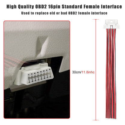 30cm 16Pin Fixed Terminal Extension Cable, Female Plug for Honda, Female Plug for Volkswagen, Male Plug, Female Plug for KIA