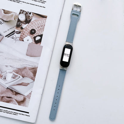 8-buckle Leather Watch Band, For Xiaomi Mi Band 7