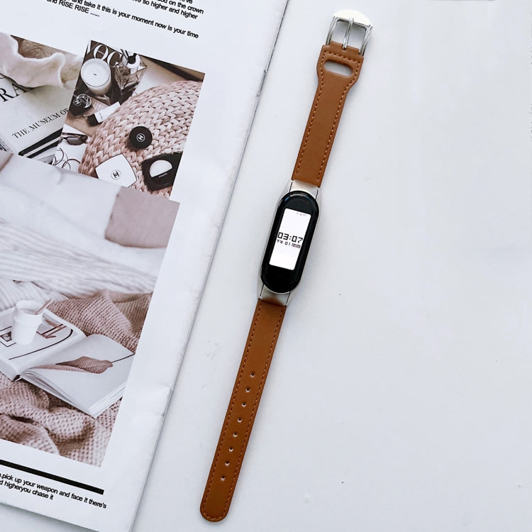 8-buckle Leather Watch Band, For Xiaomi Mi Band 7