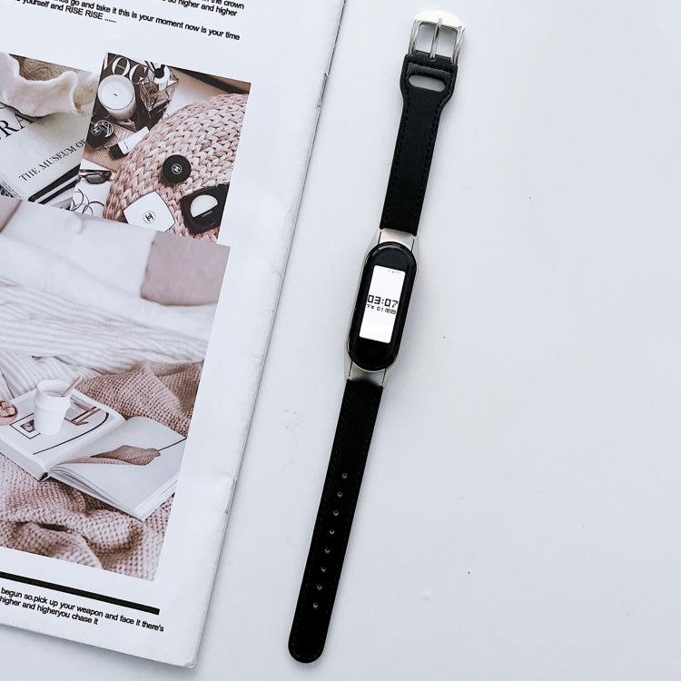 8-buckle Leather Watch Band, For Xiaomi Mi Band 7