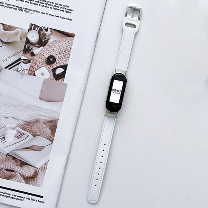 8-buckle Leather Watch Band, For Xiaomi Mi Band 7