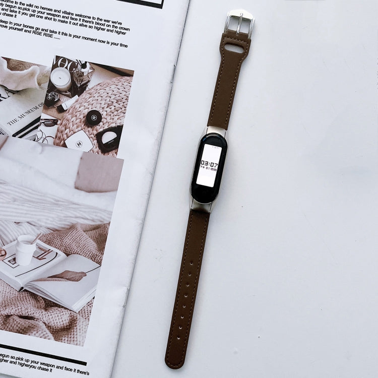 8-buckle Leather Watch Band, For Xiaomi Mi Band 7