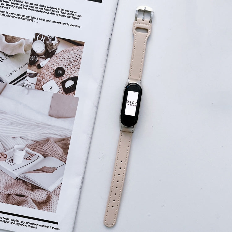 8-buckle Leather Watch Band, For Xiaomi Mi Band 7
