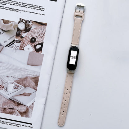 8-buckle Leather Watch Band, For Xiaomi Mi Band 7