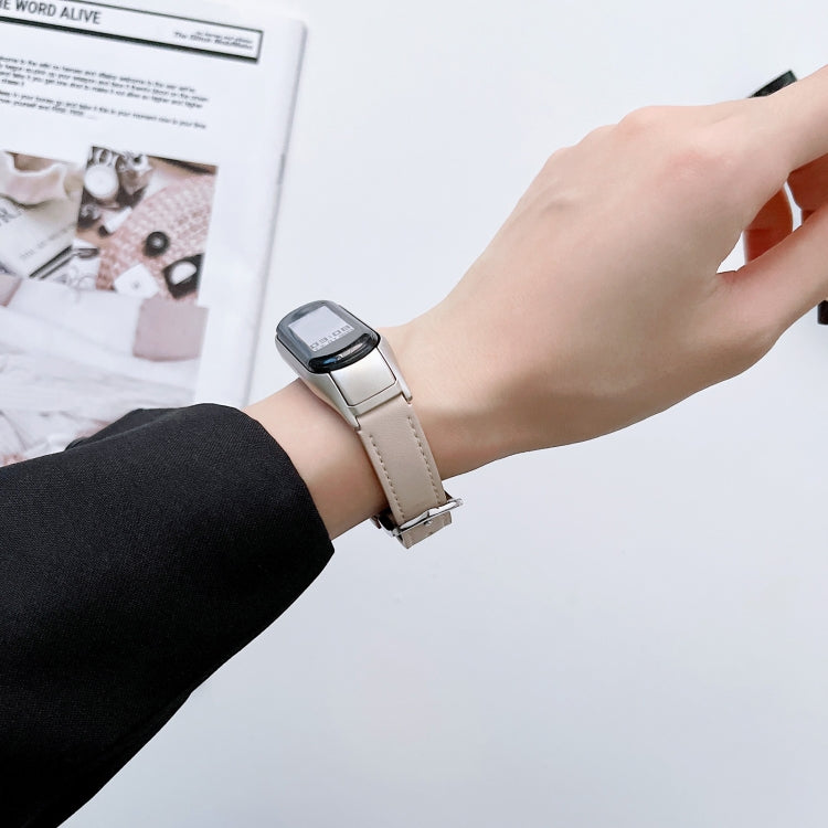 8-buckle Leather Watch Band, For Xiaomi Mi Band 7