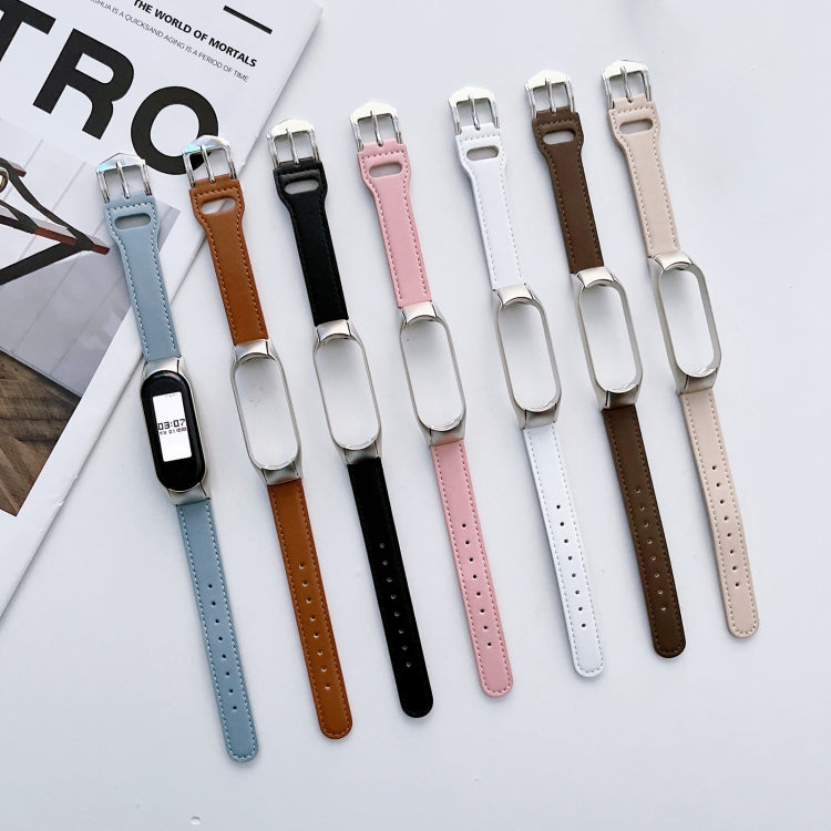 8-buckle Leather Watch Band, For Xiaomi Mi Band 7