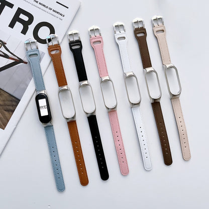 8-buckle Leather Watch Band, For Xiaomi Mi Band 7