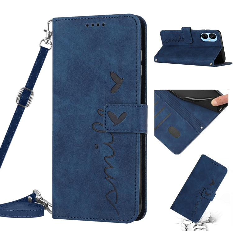 Skin Feel Heart Pattern Leather Phone Case with Lanyard, For Tecno Camon 19, For Tecno Camon 19 Neo, For Tecno Camon 19 Pro 5G, For Tecno Spark 9 Pro, For Tecno Spark 9T, For Tecno Pova 3
