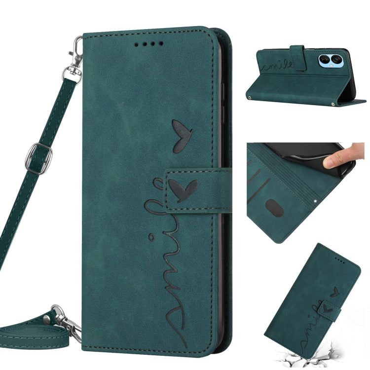 Skin Feel Heart Pattern Leather Phone Case with Lanyard, For Tecno Camon 19, For Tecno Camon 19 Neo, For Tecno Camon 19 Pro 5G, For Tecno Spark 9 Pro, For Tecno Spark 9T, For Tecno Pova 3