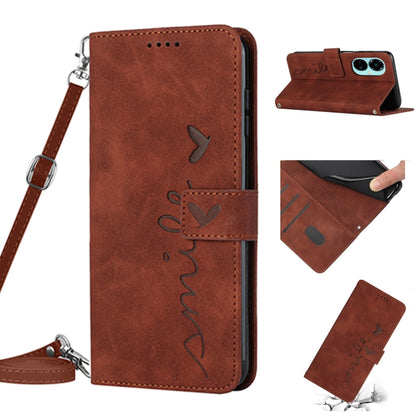 Skin Feel Heart Pattern Leather Phone Case with Lanyard, For Tecno Camon 19, For Tecno Camon 19 Neo, For Tecno Camon 19 Pro 5G, For Tecno Spark 9 Pro, For Tecno Spark 9T, For Tecno Pova 3