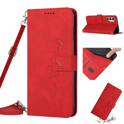 Skin Feel Heart Pattern Leather Phone Case with Lanyard, For Tecno Camon 19, For Tecno Camon 19 Neo, For Tecno Camon 19 Pro 5G, For Tecno Spark 9 Pro, For Tecno Spark 9T, For Tecno Pova 3