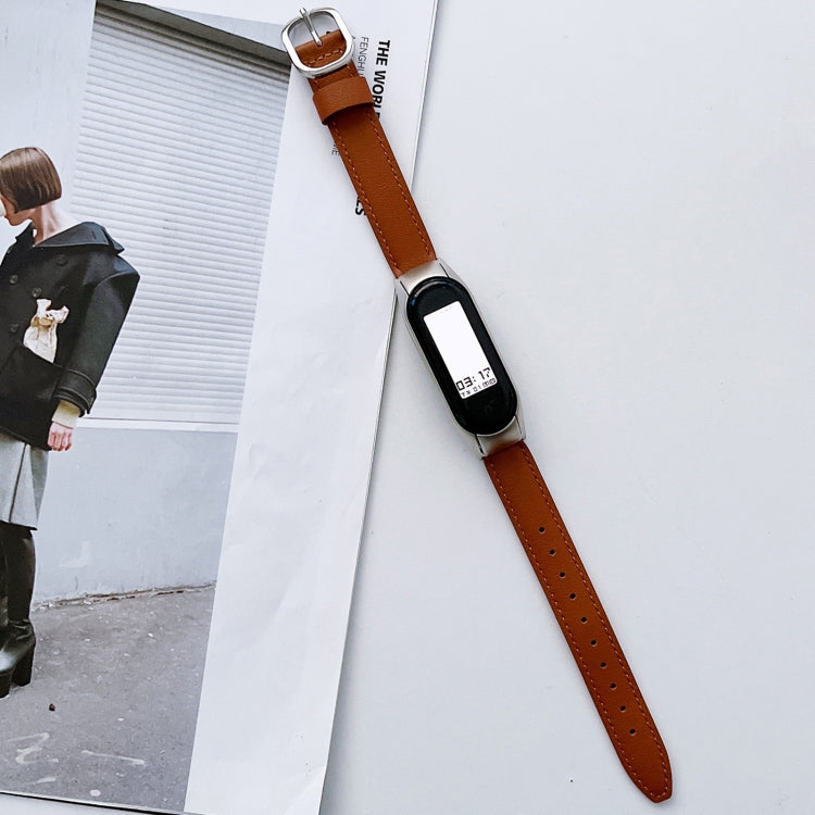 Genuine Leather Watch Band, For Xiaomi Mi Band 3 / 4, For Xiaomi Mi Band 5 / 6