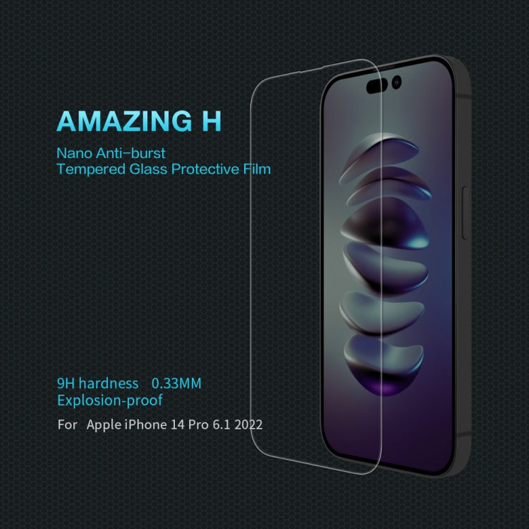 NILLKIN H 0.33mm 9H Explosion-proof Tempered Glass Film, For iPhone 14 Pro, For iPhone 14 Pro Max