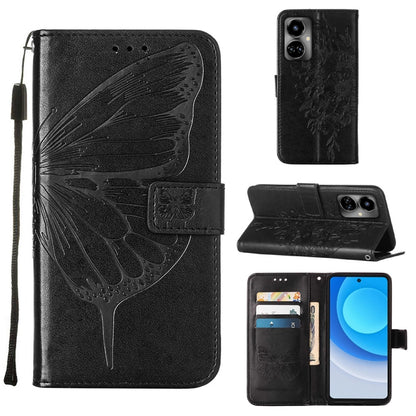 Embossed Butterfly Flip Leather Phone Case, For OnePlus 10T 5G Global, For Tecno Camon 19, For Tecno Camon 19 NEO, For Tecno Camon 19 Pro 5G, For Tecno POP 6, For Tecno Pova 3/LE7, For Tecno Spark 9 Pro/Spark 9T, For vivo S10e 5G/V23e 4G/V23E 5G/Y75 4G...