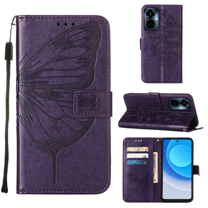 Embossed Butterfly Flip Leather Phone Case, For OnePlus 10T 5G Global, For Tecno Camon 19, For Tecno Camon 19 NEO, For Tecno Camon 19 Pro 5G, For Tecno POP 6, For Tecno Pova 3/LE7, For Tecno Spark 9 Pro/Spark 9T, For vivo S10e 5G/V23e 4G/V23E 5G/Y75 4G...