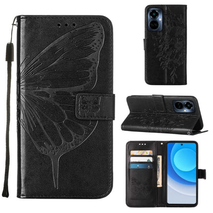Embossed Butterfly Flip Leather Phone Case, For OnePlus 10T 5G Global, For Tecno Camon 19, For Tecno Camon 19 NEO, For Tecno Camon 19 Pro 5G, For Tecno POP 6, For Tecno Pova 3/LE7, For Tecno Spark 9 Pro/Spark 9T, For vivo S10e 5G/V23e 4G/V23E 5G/Y75 4G...