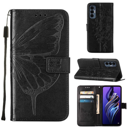 Embossed Butterfly Flip Leather Phone Case, For OnePlus 10T 5G Global, For Tecno Camon 19, For Tecno Camon 19 NEO, For Tecno Camon 19 Pro 5G, For Tecno POP 6, For Tecno Pova 3/LE7, For Tecno Spark 9 Pro/Spark 9T, For vivo S10e 5G/V23e 4G/V23E 5G/Y75 4G...