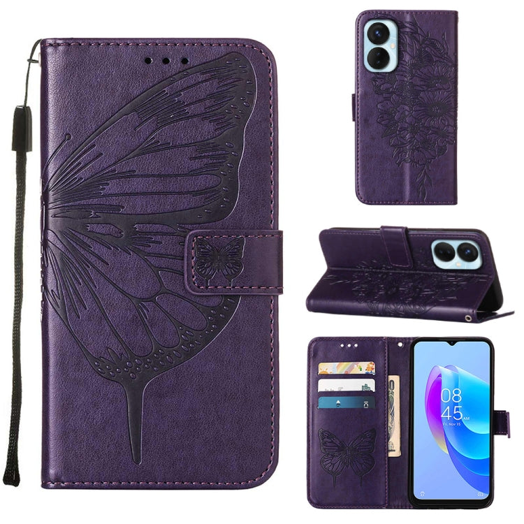 Embossed Butterfly Flip Leather Phone Case, For OnePlus 10T 5G Global, For Tecno Camon 19, For Tecno Camon 19 NEO, For Tecno Camon 19 Pro 5G, For Tecno POP 6, For Tecno Pova 3/LE7, For Tecno Spark 9 Pro/Spark 9T, For vivo S10e 5G/V23e 4G/V23E 5G/Y75 4G...