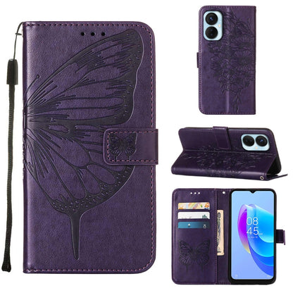 Embossed Butterfly Flip Leather Phone Case, For OnePlus 10T 5G Global, For Tecno Camon 19, For Tecno Camon 19 NEO, For Tecno Camon 19 Pro 5G, For Tecno POP 6, For Tecno Pova 3/LE7, For Tecno Spark 9 Pro/Spark 9T, For vivo S10e 5G/V23e 4G/V23E 5G/Y75 4G...