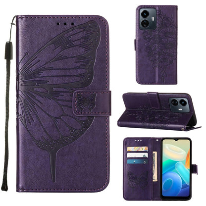Embossed Butterfly Flip Leather Phone Case, For OnePlus 10T 5G Global, For Tecno Camon 19, For Tecno Camon 19 NEO, For Tecno Camon 19 Pro 5G, For Tecno POP 6, For Tecno Pova 3/LE7, For Tecno Spark 9 Pro/Spark 9T, For vivo S10e 5G/V23e 4G/V23E 5G/Y75 4G...